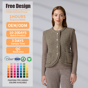 Custom Knitted Vest Autumn Crew Neck Sleeveless Pullover Sweater <b>Chunky</b> Cable <b>Knit</b> Vest - Product Image 2