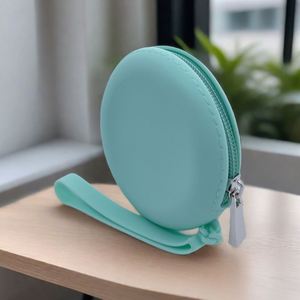 Fashionable Cover Open Style Headphone Waterproof Portable Small Storage <b>Pouch</b> Zipper Round Silicone Coin Purse - Product Image 6