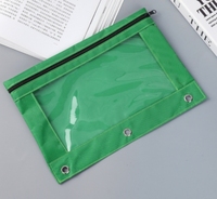 Pochette à crayons à 3 anneaux de couleur vive avec fenêtre transparente, sac de papeterie, classeur, organisateurs de classe