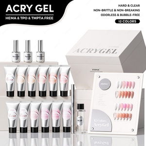 JTING Kit Profesional de Gel Acrílico de 12 Colores, Poly Gel para Uñas, Sin HEMA/TPO, Gel Duro para Extensión y Escultura con Base, Top Coat y Pincel para Uñas - Product Image 1