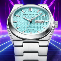 Montre à quartz Mark Fairwhale pour homme, boîtier en acier inoxydable de 40 mm, montre-bracelet analogique, étanche à 30 m, affichage de la date, FW-5012