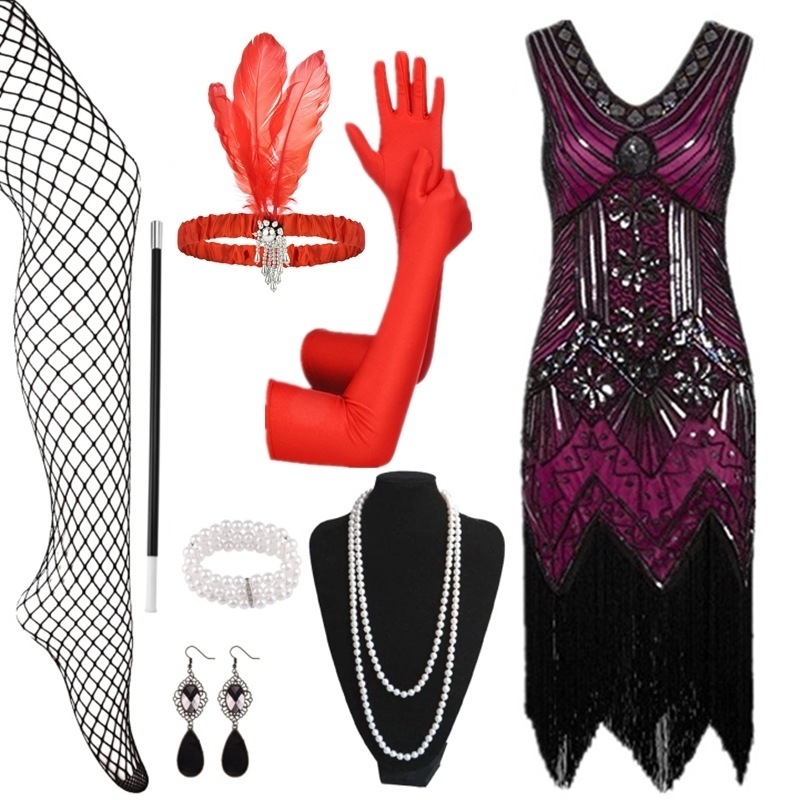 Rose red dress accessories B