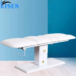 Hot Selling pink Treatment Chair <b>Electric</b> Beauty Facial Curvy Nude Leather Gold Lash Bed Massage <b>Table</b> with Cover for Spa Salon - Product Image 4