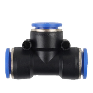 Conector neumático tipo T NGSQD de plástico y acero de 4, 6, 8, 10, 12, 14, 16 mm de ajuste rápido para gas de alta presión - Product Image 1
