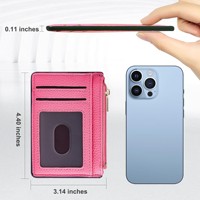 Dompet Kartu Kredit Wanita Kecil Tipis dengan Pelindung RFID |   Dompet ID Mini Imut Minimalis dengan Resleting