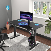 Bureau de Gaming Mural Pliable et Réglable en Bois avec Organisateur Magnétique d'Accessoires pour Télétravail ou École