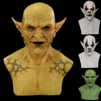 Masque de lutin jaune d'Halloween pour la fête Masque de tête en latex Cosplay Masque d'horreur de vampire clown démon pour Halloween