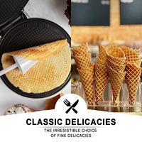 Machine à gaufres commerciale à tête unique pour cornets de crème glacée, plaque antiadhésive, contrôle de la température et du minuterie, en acier inoxydable, OEM, vente en gros pour les boutiques de desserts et les cafés