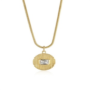 Vintage Women Charm <b>Necklace</b> Gold Plated Zircon Round Pendant <b>Necklaces</b> - Product Image 1