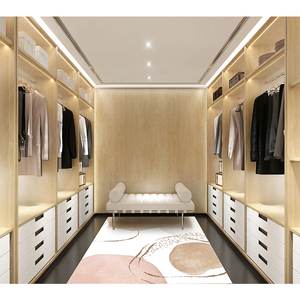 Armoire-penderie en forme de U en bois stratifié mélaminé chêne blanc pour chambre principale - Product Image 3