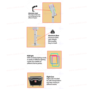 Machine photomaton intelligente à écran tactile de 13,3 pouces, lampe flash adaptée aux appareils <span class=keywords><strong>photo</strong></span> reflex numériques, photomaton selfie, angle de tête réglable, photomaton de fête - Product Image 6
