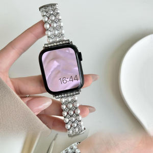 <span class=keywords><strong>Bracelet</strong></span> de montre en diamant avec chaîne de perles gagnant-gagnant pour <span class=keywords><strong>Apple</strong></span> <span class=keywords><strong>Watch</strong></span> Series 10 9 42mm 46mm 41mm 45mm <span class=keywords><strong>Bracelet</strong></span> de <span class=keywords><strong>bijoux</strong></span> pour femmes - Product Image 2