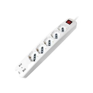 Regleta - 5 enchufes Schuko, 10/16 A, 3500 W, 2 cargadores USB 2,1 A, cable de 1,5 m, interruptor de encendido/apagado. * - Product Image 1