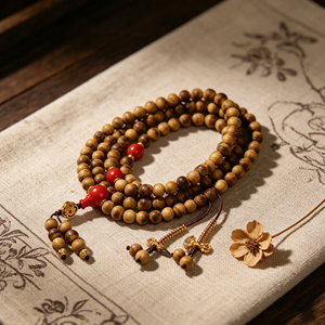 กำไลข้อมือไม้กฤษณาสำหรับผู้หญิง ขายส่ง งานถักมือสไตล์วินเทจ ประดับด้วยหินเจียรรูปกากบาท ลูกปัดแบบฟิกาโร่ สร้อยประคำสำหรับชาวพุทธ - Product Image 4