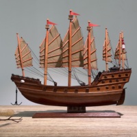 Bateau Fu en bois véritable modèle de voile décoration de la maison chinoise voile simple décoration d'artisanat pur bateau au trésor Zheng He