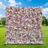 Panneau mural de fleurs artificielles pour mariage, toile de fond florale en roses de soie pour fête d'anniversaire, décor de photomaton, mur de fleurs