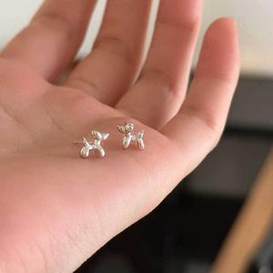 S925 <b>Sterling</b> <b>Silver</b> Balloon Dog Ear <b>Studs</b> Simple & Trendy Ins Personality Niche Design Cute Compact Ear <b>Studs</b> for Small Women - Product Image 1
