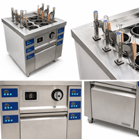 Cuiseur à nouilles commercial à induction en acier inoxydable à 6 trous, 8 kW, avec minuterie programmable, pour chaînes de restauration rapide, bouilloire à pâtes, Plug-and-Play