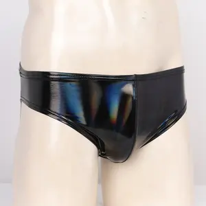 Nouveau launch – sous-vêtements en cuir verni pour hommes, Look mouillé, ceinture élastique, slip pour Club Pole dance
