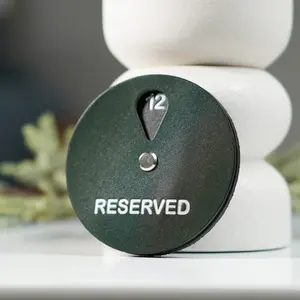 Custom Solid Leather Tabletop Reserve Plate Round Shape Reserved Restaurant Wedding Table Sign Number