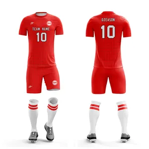 تصميم مخصص ملابس رياضية OEM العلامة التجارية الجديدة نموذج كرة القدم جيرسي الأحمر كامو كرة القدم جيرسي
