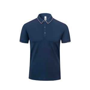 Polo à manches courtes bleu marine respirant pour l'été, vêtement de travail unisexe, uniforme personnalisable avec logo - Product Image 3
