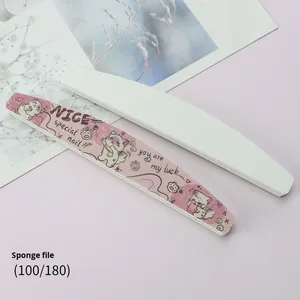 High Quality Cartoon Cat Design Nail File Double Emery Board High Elasticity Sponge for Nail Art Nail Technician Tool Colorful