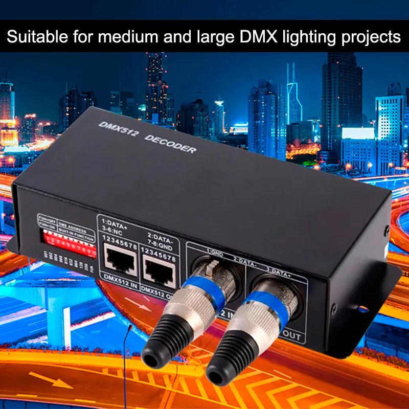 DC 12V 24V 4a 4 채널 dmx 512 192W 주소 지정 디지털 신호 dmx led 컨트롤러 dmx512 rgbw 디코더