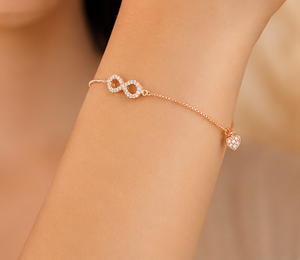 925 Sterling Silver Rose Gold Plated <b>Infinity</b> <b>Bracelet</b> for Women CZ <b>Infinity</b> Symbol <b>Bracelet</b> with Heart Charm Adjustable - Product Image 5