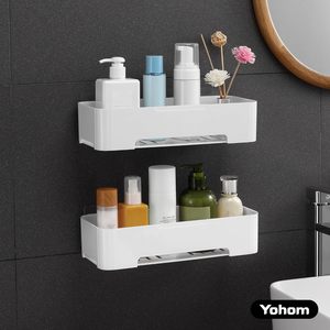 YOHOM <span class=keywords><strong>blanco</strong></span> adhesivo ducha Caddy estante esquina montado plástico baño pared ducha almacenamiento organizador con soporte para champú - Product Image 5