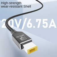 Câble d'alimentation USB-C 135W écologique avec gaine en nylon, convertisseur de type C vers port carré à pointe fine pour ordinateur portable Legion Y7000