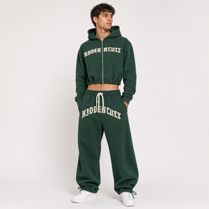 Custom 2 Piece Tracksuit Set Zip Up <b>Hoodie</b> Sweatpants <b>Gothic</b> Print Heavyweight Streetwear Clothing Manufacturer - Product Image 3