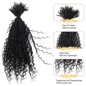 Extensions de cheveux naturels 100% humains, tresses de 16 pouces (0,6 cm), prix d'usine, locs tressés faits à la main, styles bohèmes - Product Image 2