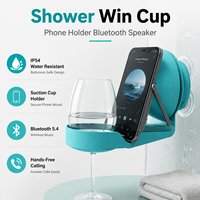 Haut-parleur Bluetooth étanche IP54 pour douche avec support de téléphone à ventouse, appels mains libres, mini haut-parleur portable pour salle de bain