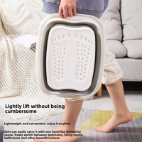 Baignoire pliable pour les pieds, seau de trempage des pieds, bassin pliant domestique peu encombrant avec couvercle, bassin portable épaissi avec fonction de massage