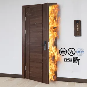 Yohome black walnut internal room door latest design soundproof apartment wood door interior room fireproof hotel door