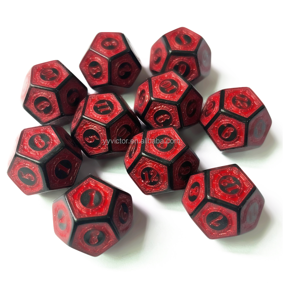 D12 unique rétro noir avec rouge