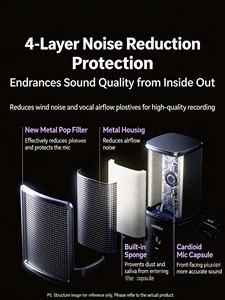 USB-C Desktop <b>Condenser</b> <b>Microphone</b> Cardioid Pickup ANS Noise Reduction RGB Gaming Mic - Product Image 4