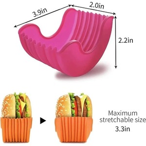 Suporte de silicone para bolinhos, acessório de cozinha retrátil, caixa fixa para donuts/sanduíches, suporte para hambúrgueres suculentos, acessório ecológico - Product Image 3