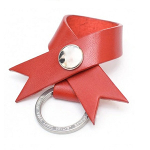 Customizable <b>leather</b> <b>keychains</b>, bow-shaped bag charms, Japanese and Korean minimalist style <b>keychains</b>, logo printing available. - Product Image 5