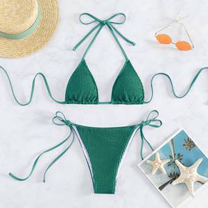 Mujeres Sexy traje de baño Seersucker Bikini brasileño String Tie breve Bikini conjunto femenino traje de baño natación traje de baño ropa de playa - Product Image 3