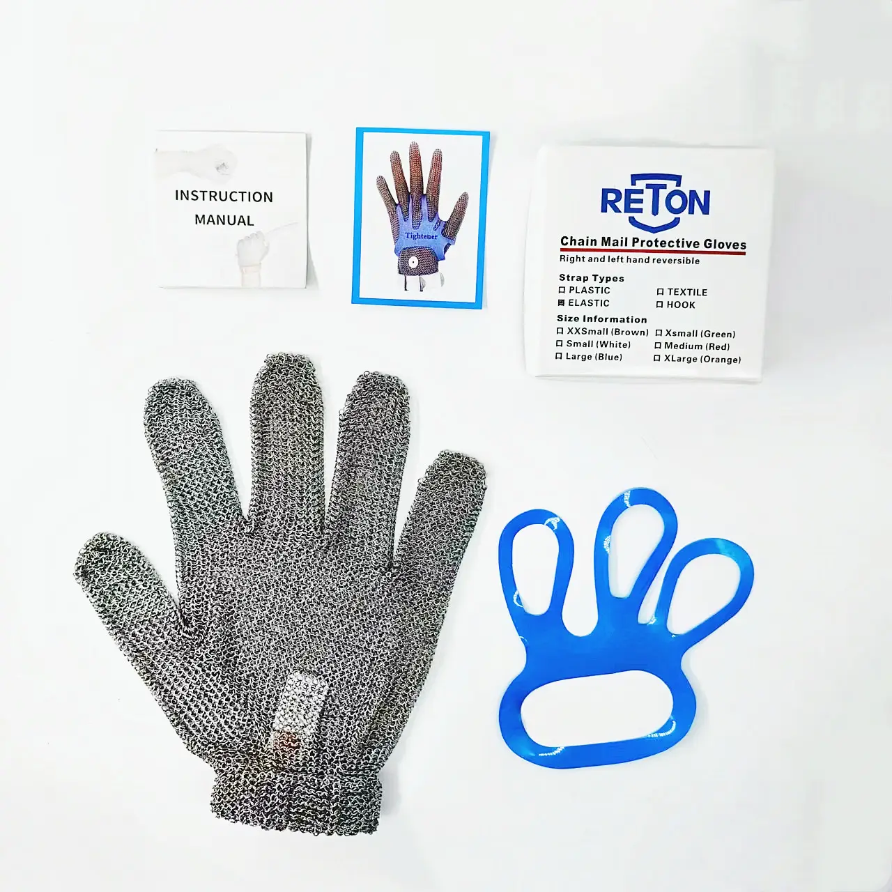 Cut resistant Steel mesh glove with Spring Strap for Butcher Working Hand Safety