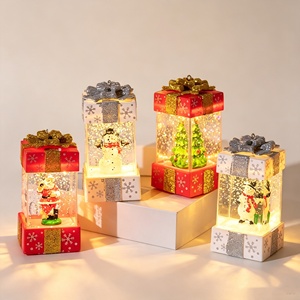 Bestselling Lighted <b>Snow</b> <b>Globe</b> Gift Box Set Glitter Santa <b>Snowman</b> Tabletop Holiday Indoor Display Decor Ornaments - Product Image 3