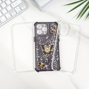 Sang Trọng Bling 3 Trong 1 Long Lanh Bướm Điện Thoại Di Động Trường Hợp PC Bảo Vệ Bao Gồm TPU Chống Sốc Chống-Mùa Thu Epoxy Cover Quay Lại Bán Buôn - Product Image 2
