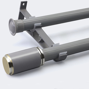 <span class=keywords><strong>Tringle</strong></span> à rideaux moderne à double tête avec support dissimulé silencieux, en aluminium, avec rails métalliques et accessoires pour usage domestique - Product Image 1