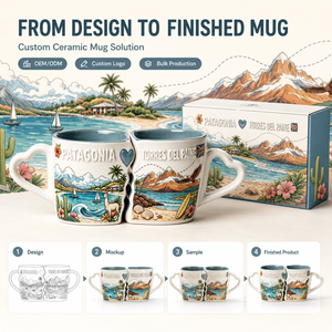Juego de Tazas Dobles Personalizadas de Porcelana Fina con Diseño de Azulejo Portugués, Estilo Acuarela, para Aventura y Senderismo, a Prueba de Fugas - Product Image 1