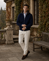 Pull personnalisé 7GG avec col en fourrure de lapin, 100% coton, style Old Money, pull à fermeture éclair intégrale