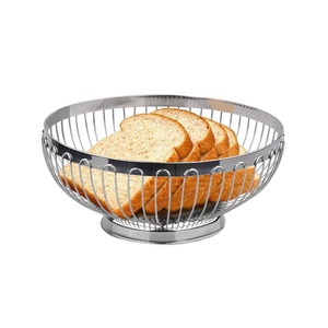 Nuovo Design in acciaio inox 304 <span class=keywords><strong>argento</strong></span> snack pane alla frutta cucina salotto cesto di frutta rotondo - Product Image 4