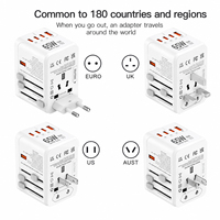 Plusalittle 65W GaN Evrensel Seyahat Şarj Cihazı, 2U+3C USB Çoklu Port Hızlı Şarj ve 2500W Evrensel AC Priz ile Küresel Seyahatler için
