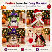 Chapeau de Père Noël pour chiens et chats, costume de Noël pour animaux de compagnie, tenue de fête d'hiver avec écharpe et manteau, en tissu, tailles S et M